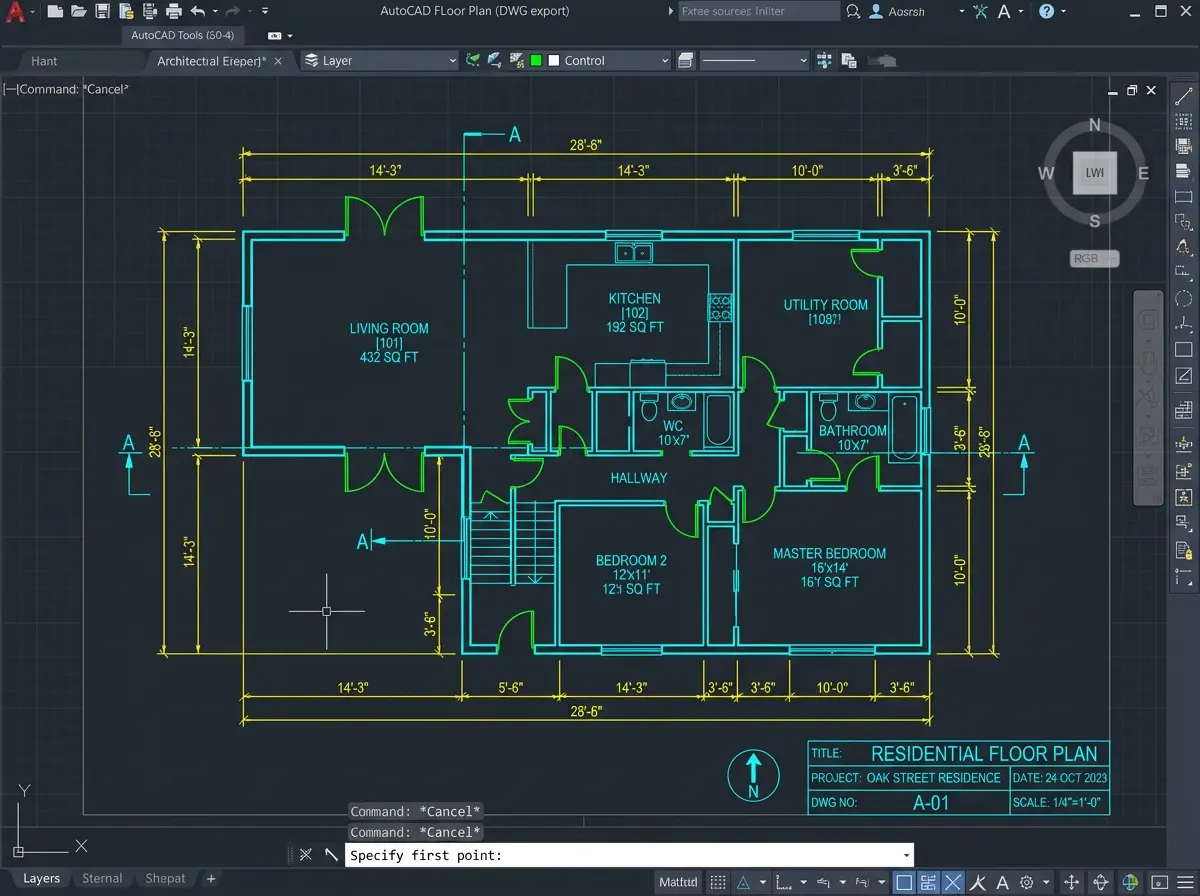Precision Layered 2D AutoCAD DWG Drawing
